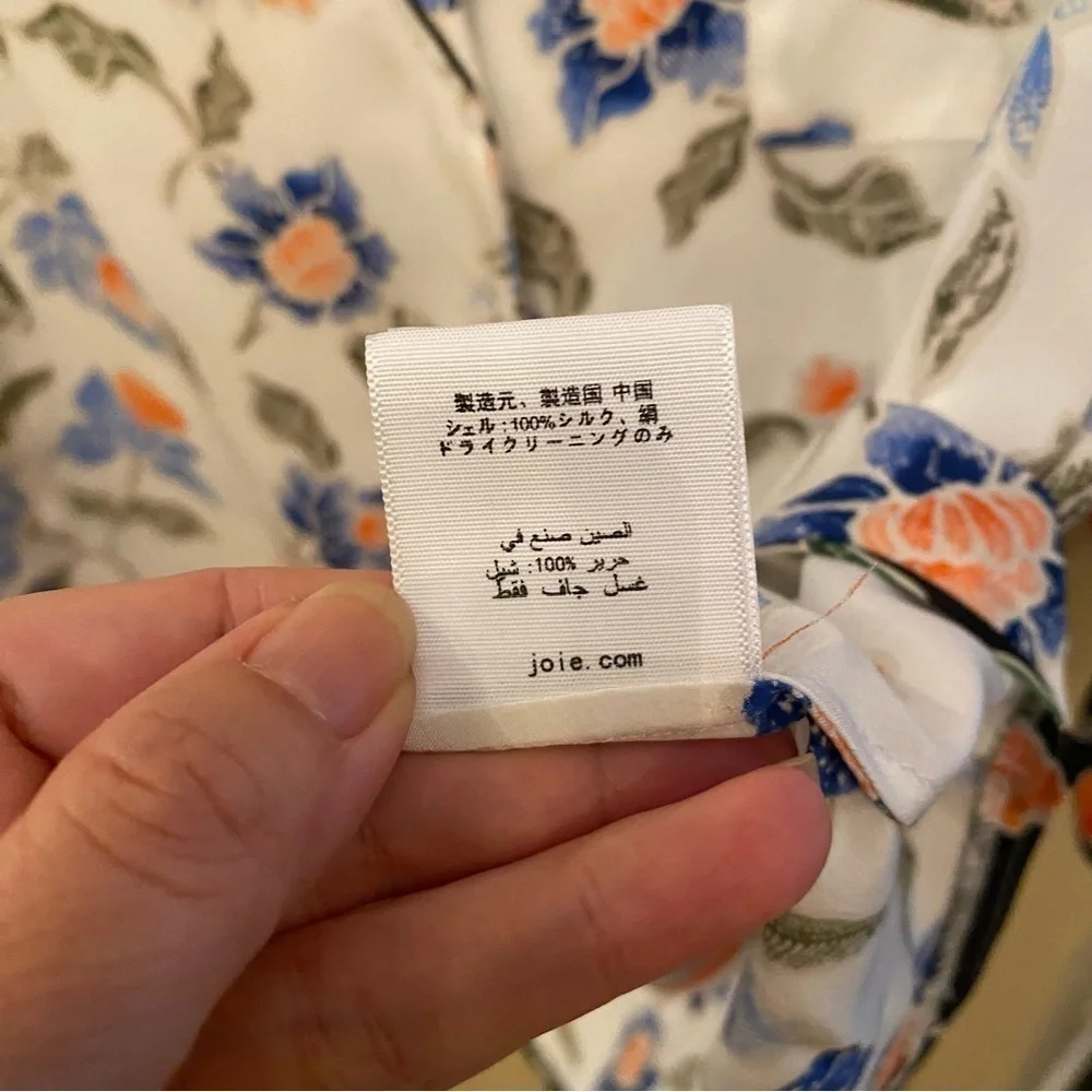 SOLD!! JOIE Desmonda Floral 100% Silk 3/4 Sleeve Pajama Style Button Top-Medium - Picture 9 of 9